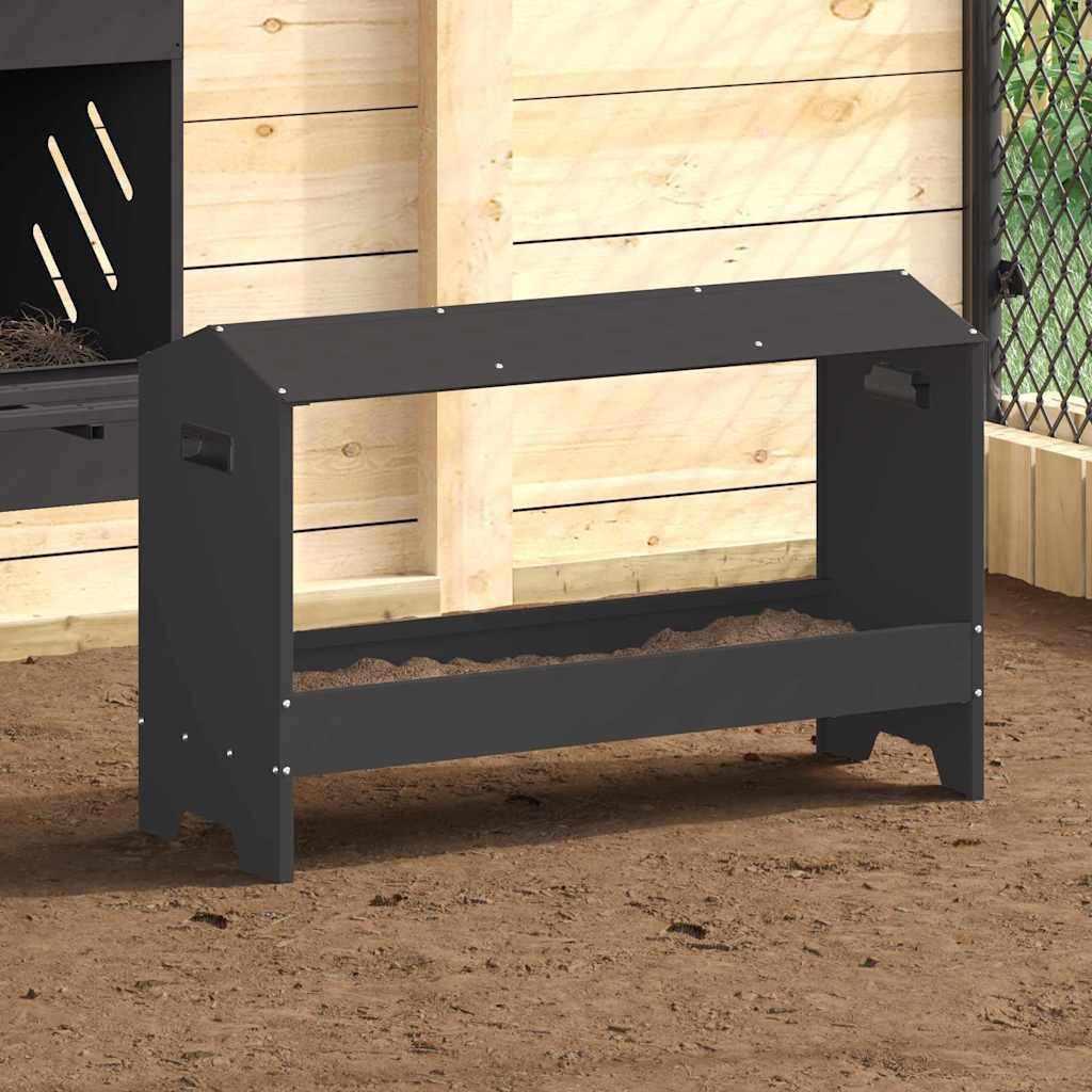 vidaXL Hühnerfütterungsrinne Schwarz 81 x 32 x 53,5 cm