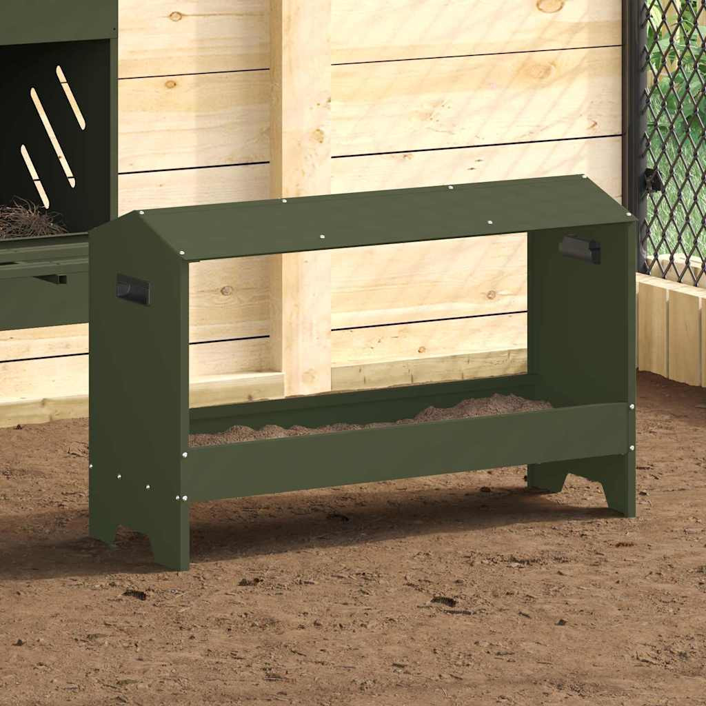 vidaXL Hühnerfütterungsrinne Olive Grün 81 x 32 x 53,5 cm