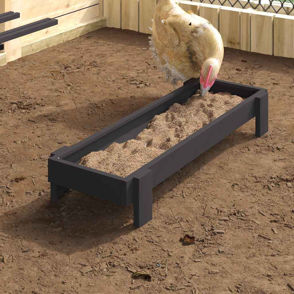 vidaXL Hühnerfütterungsrinne Schwarz 80 x 28 x 13,5 cm