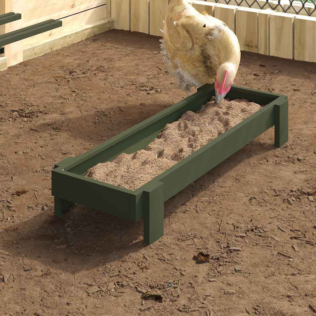 vidaXL Hühnerfütterungsrinne Olive Grün 80 x 28 x 13,5 cm