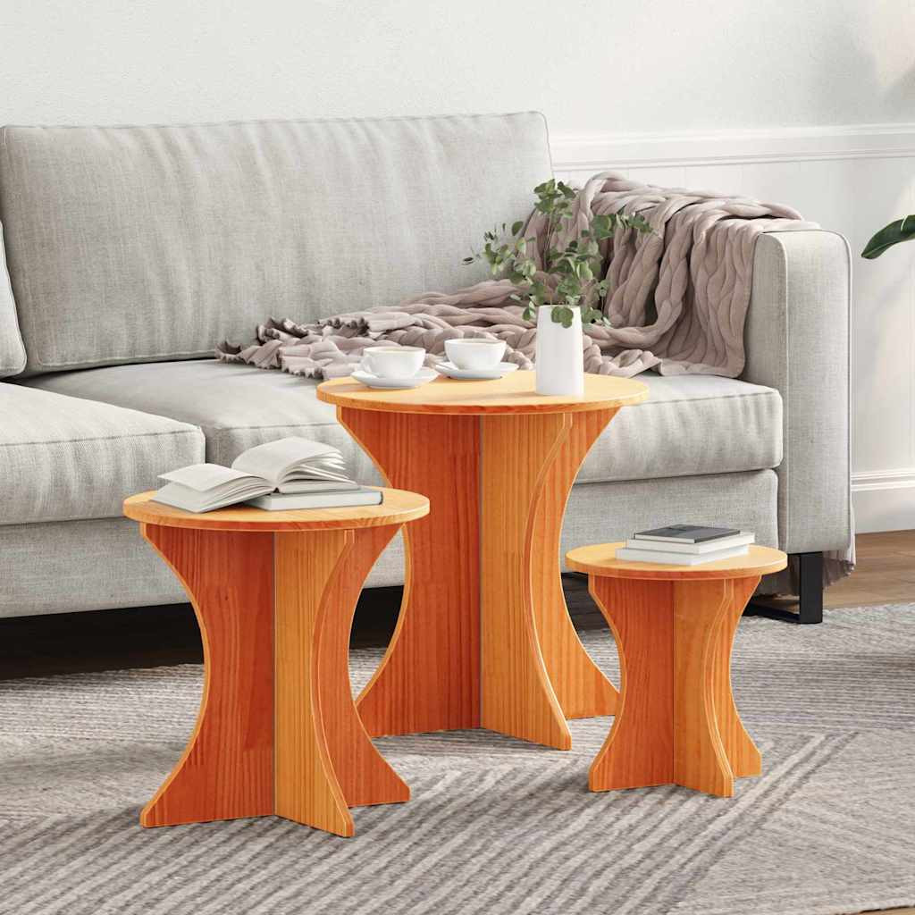 vidaXL Couchtisch 3 pcs Wachsbraun
