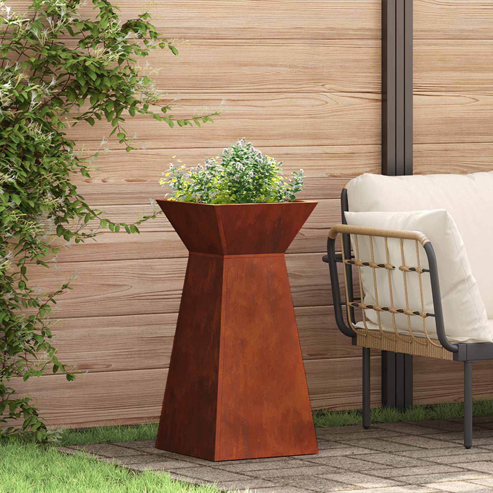 vidaXL Säulen Pflanzer Rostig 35 x 35 x 73 cm