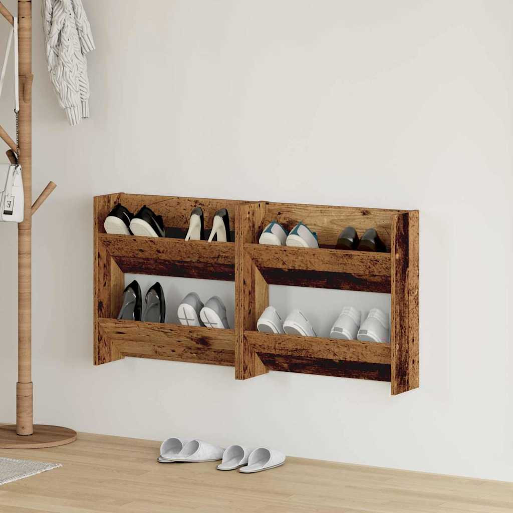 vidaXL Schuhschrank 2 pcs Altholz 60 x 18 x 60 cm Holzwerkstoff