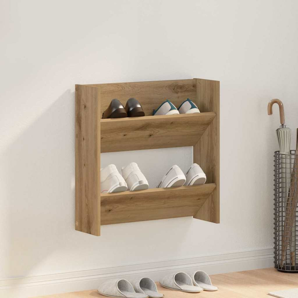 vidaXL Schuhschrank 60 x 18 x 60 cm Holzwerkstoff Artisan-Eiche