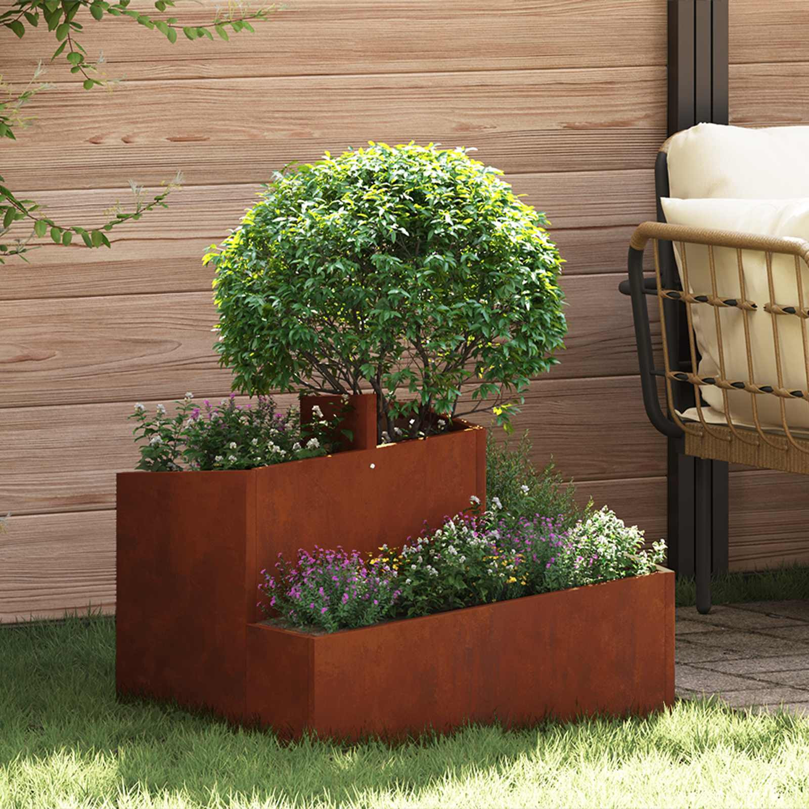 vidaXL Garten-Pflanzgefäß Rostig 60 x 60 x 50 cm Wetterfeststahl