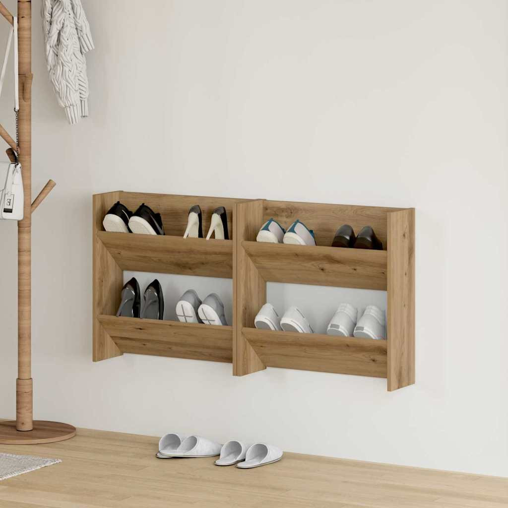 vidaXL Schuhschrank 2 Stk. 60 x 18 x 60 cm Holzwerkstoff Artisan-Eiche