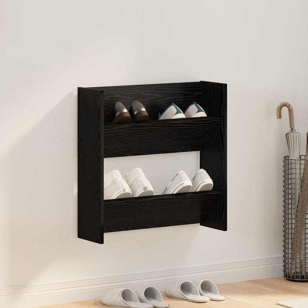 vidaXL Schuhschrank Schwarz Eichen-Optik 60 x 18 x 60 cm Holzwerkstoff