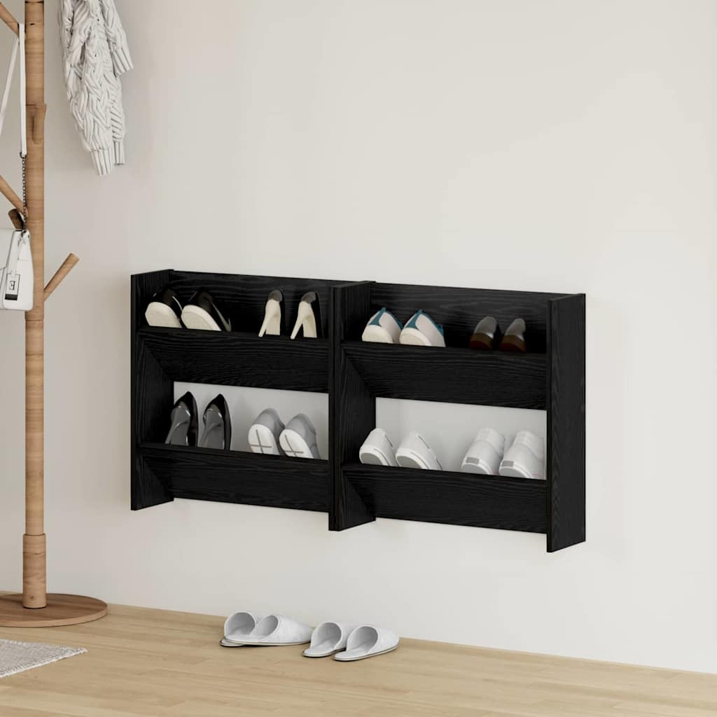 vidaXL Schuhschrank 2 pcs Schwarz Eichen-Optik 60 x 18 x 60 cm