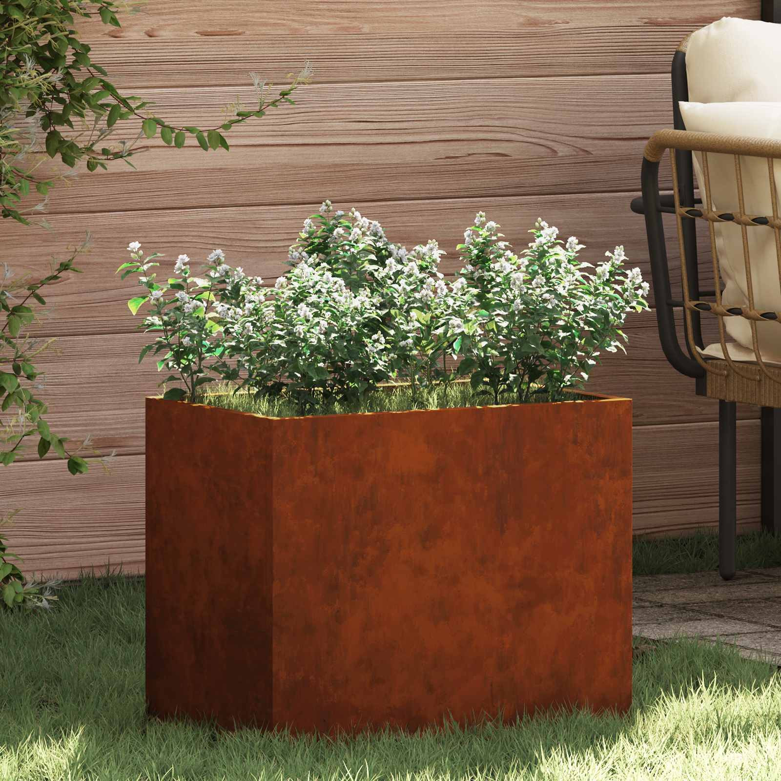 vidaXL Garten-Pflanzgefäß Rostig 50 x 32 x 40 cm Wetterfeststahl