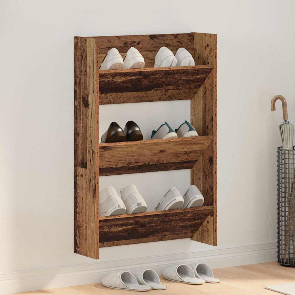 vidaXL Schuhschrank mit Regal Altholz 60 x 18 x 90 cm Holzwerkstoff