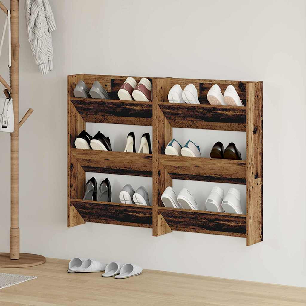 vidaXL Schuhschrank 2 pcs Altholz 60 x 18 x 90 cm Holzwerkstoff