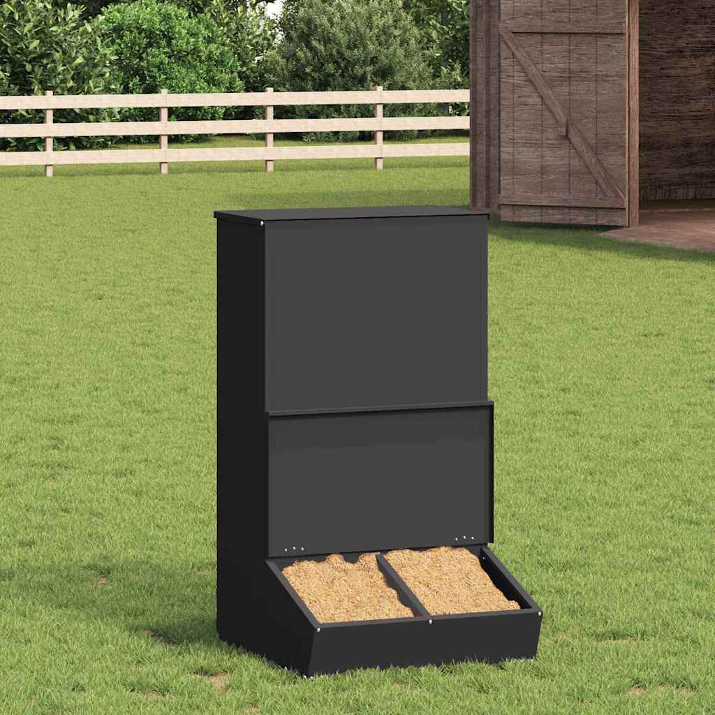 vidaXL Schweinfutterspender Schwarz 55 x 51 x 91,5 cm