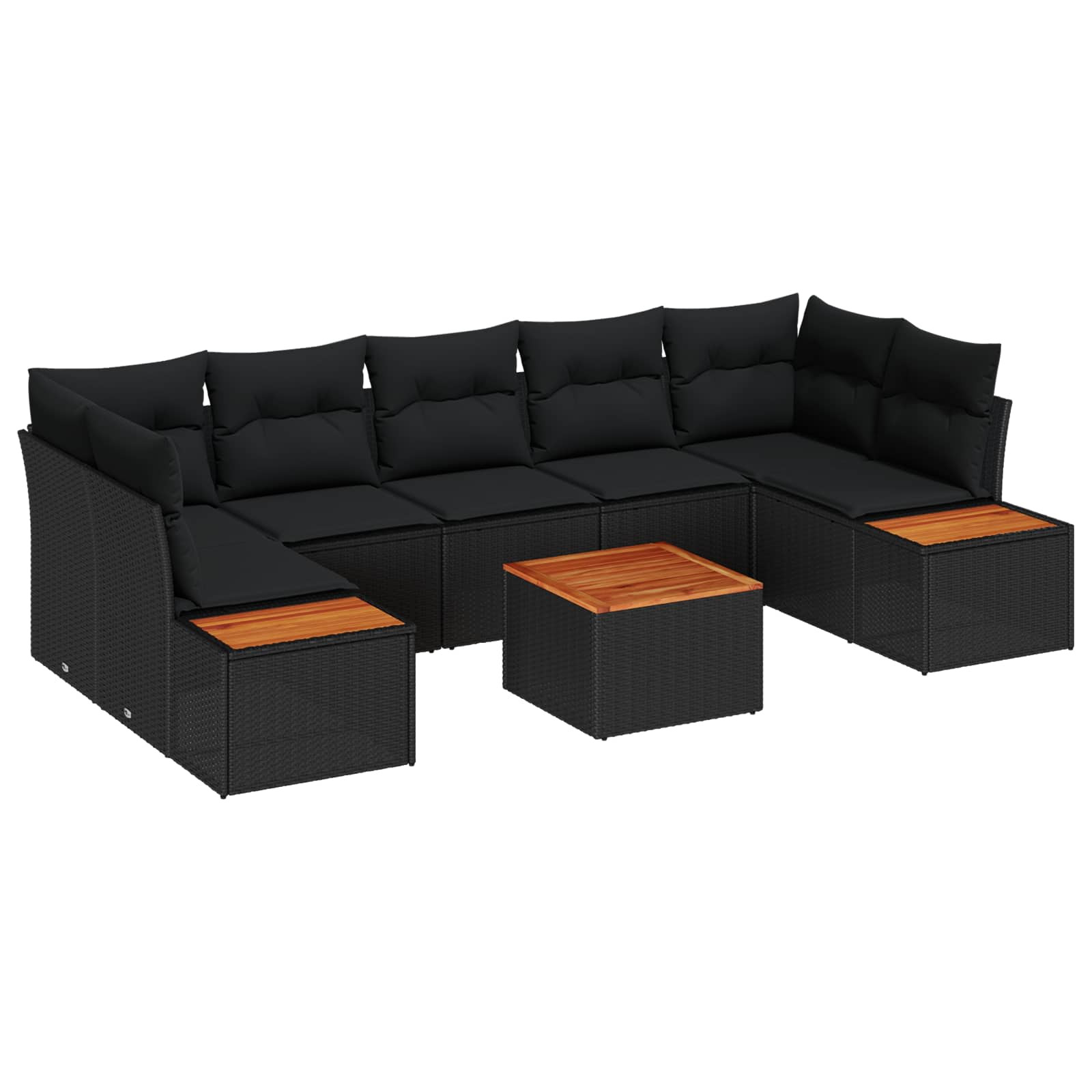 vidaXL Gartensofa-set mit Kissen 8 pcs Schwarz Poly Rattan