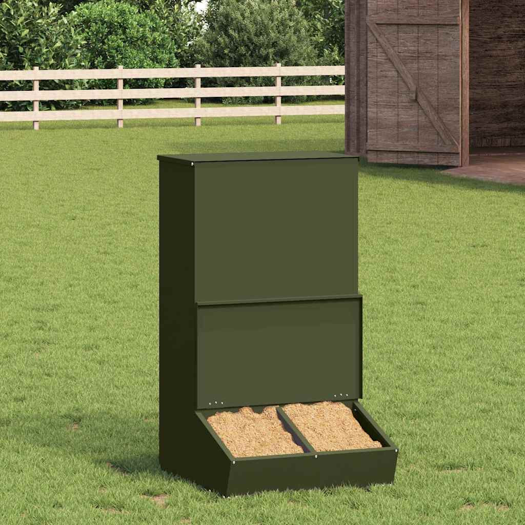 vidaXL Schweinfutterspender Olive Grün 55 x 51 x 91,5 cm