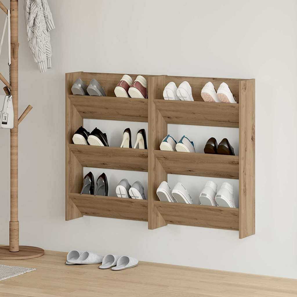 vidaXL Schuhschrank 2 Stk. 60 x 18 x 90 cm Holzwerkstoff Artisan-Eiche