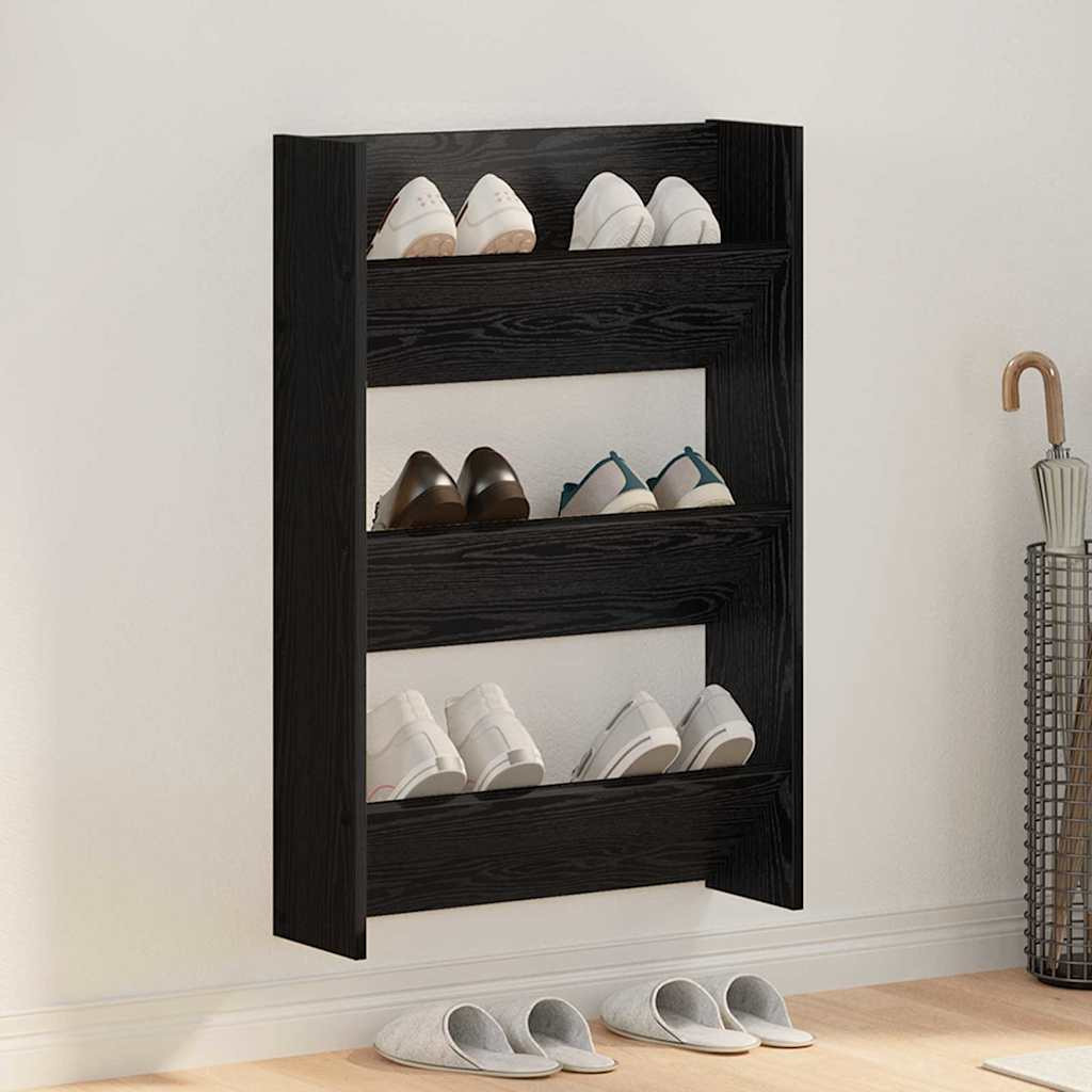 vidaXL Schuhschrank Schwarz Eichen-Optik 60 x 18 x 90 cm Holzwerkstoff