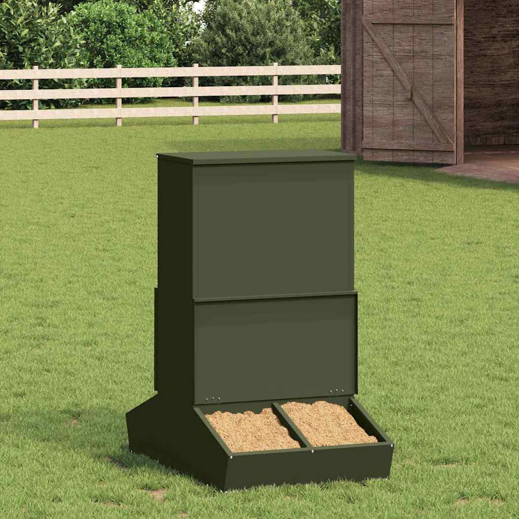 vidaXL Schweinfutterspender Olive Grün 82 x 51 x 91,5 cm