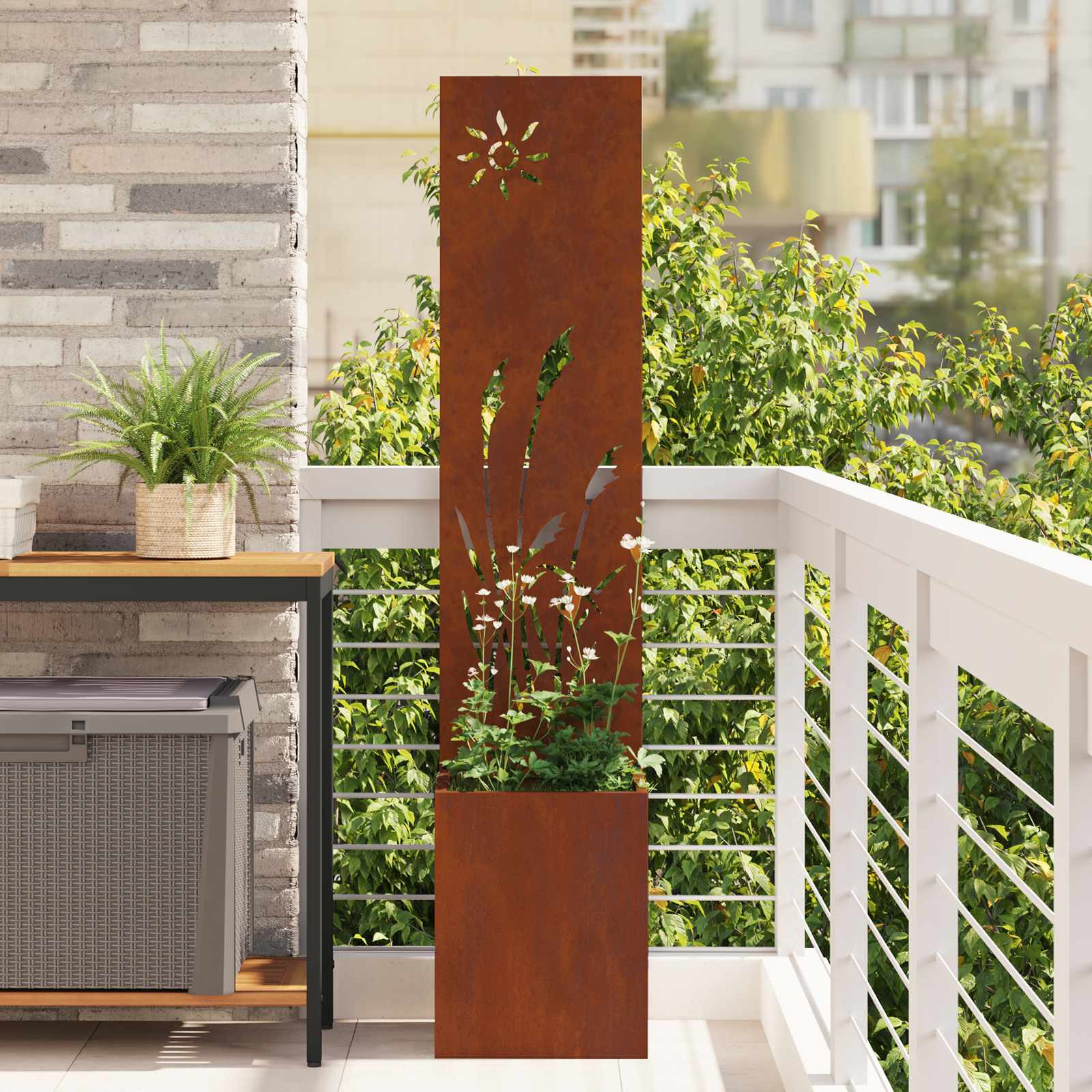 vidaXL Garten Sichtschutz-Leinwand Rostig 32 x 32 x 150 cm