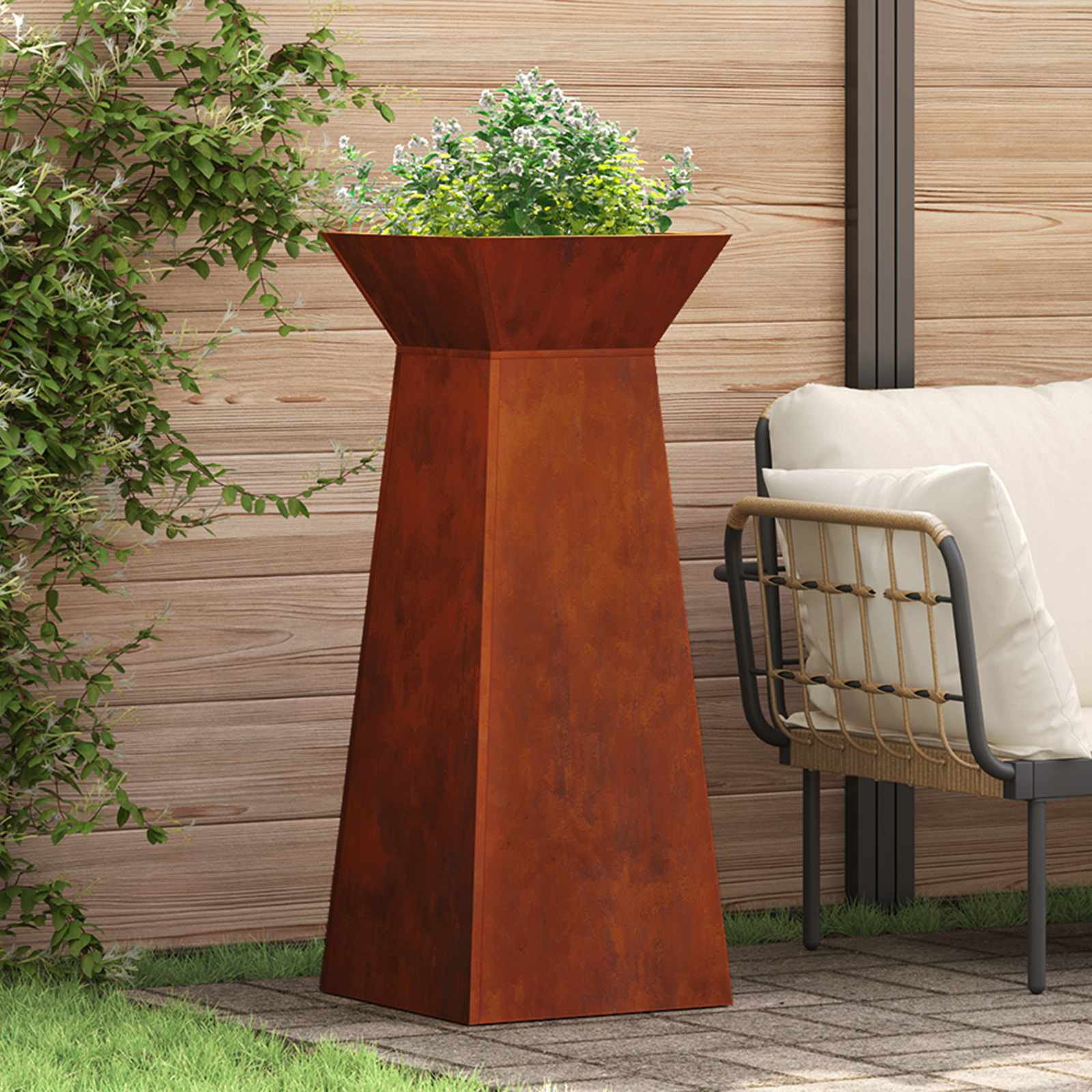 vidaXL Säulen Pflanzer 2 Stk. Rostig 40 x 40 x 100 cm