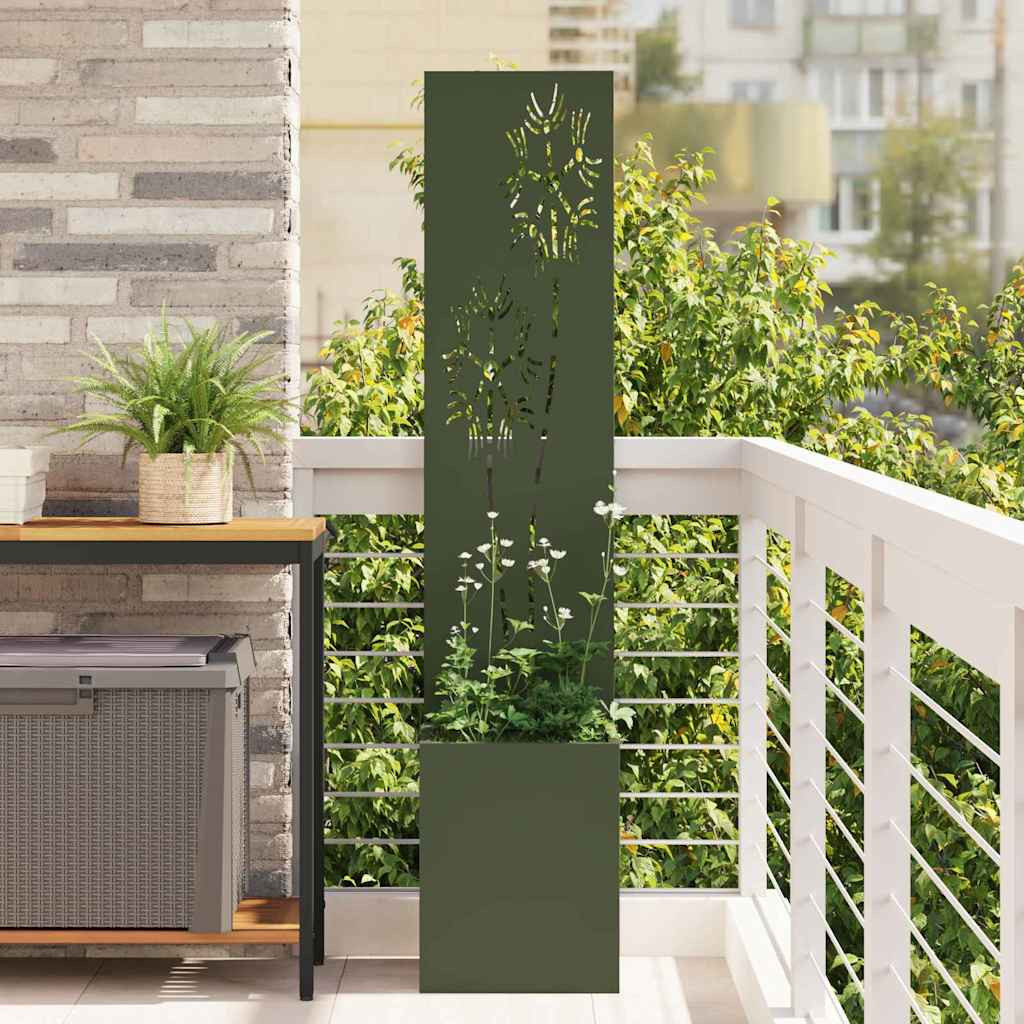 vidaXL Garten Sichtschutz-Leinwand Floral Olivgrün 32 x 32 x 150 cm