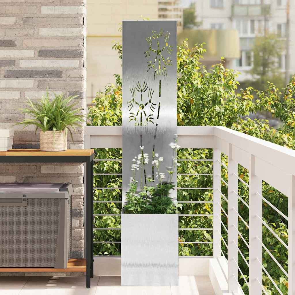 vidaXL Garten Sichtschutz-Leinwand Silber 32 x 32 x 150 cm Edelstahl
