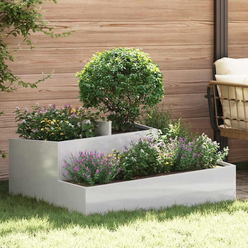 vidaXL Garten-Pflanzgefäß Silber 100 x 100 x 50 cm Edelstahl