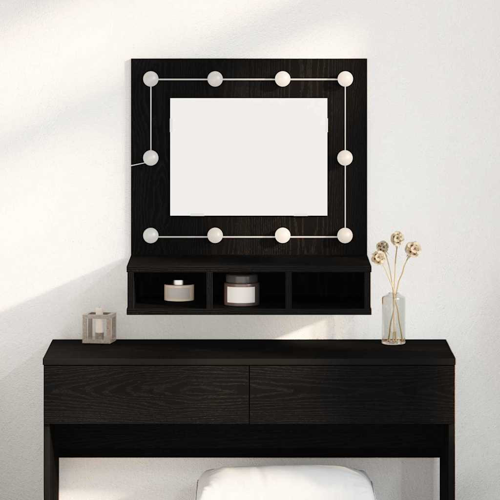vidaXL Spiegelschrank mit Regal Schwarz Eichen-Optik 60 x 31,5 x 62 cm