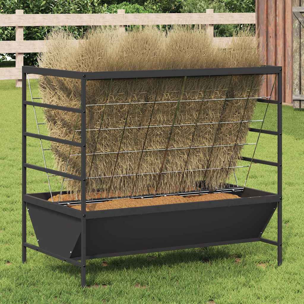 vidaXL Viehfutterspender Schwarz 100 x 60 x 90 cm Kaltgewalzter Stahl