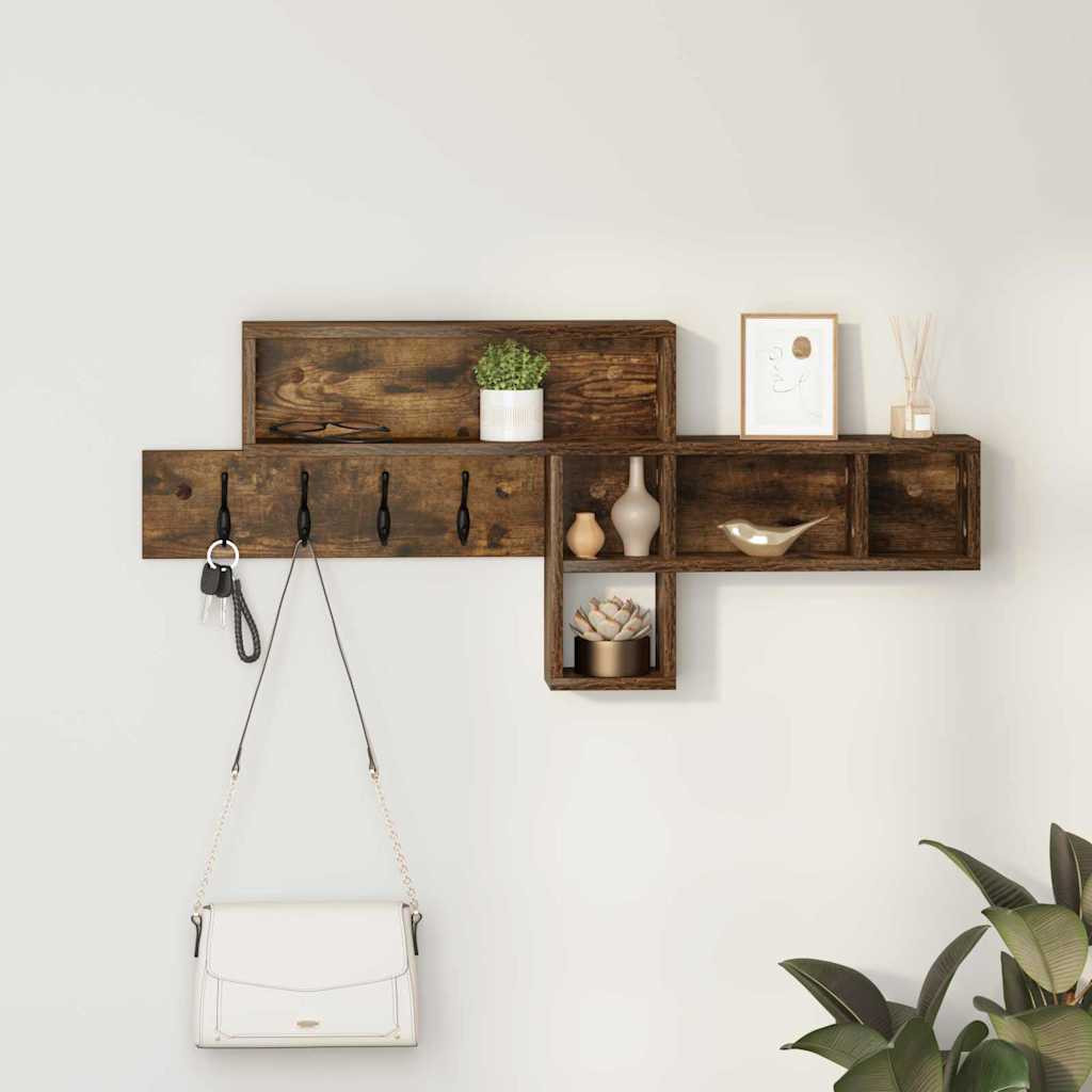 vidaXL Wandmontierter nachttisch Geräucherte Eiche 100 x 12 x 43,5 cm