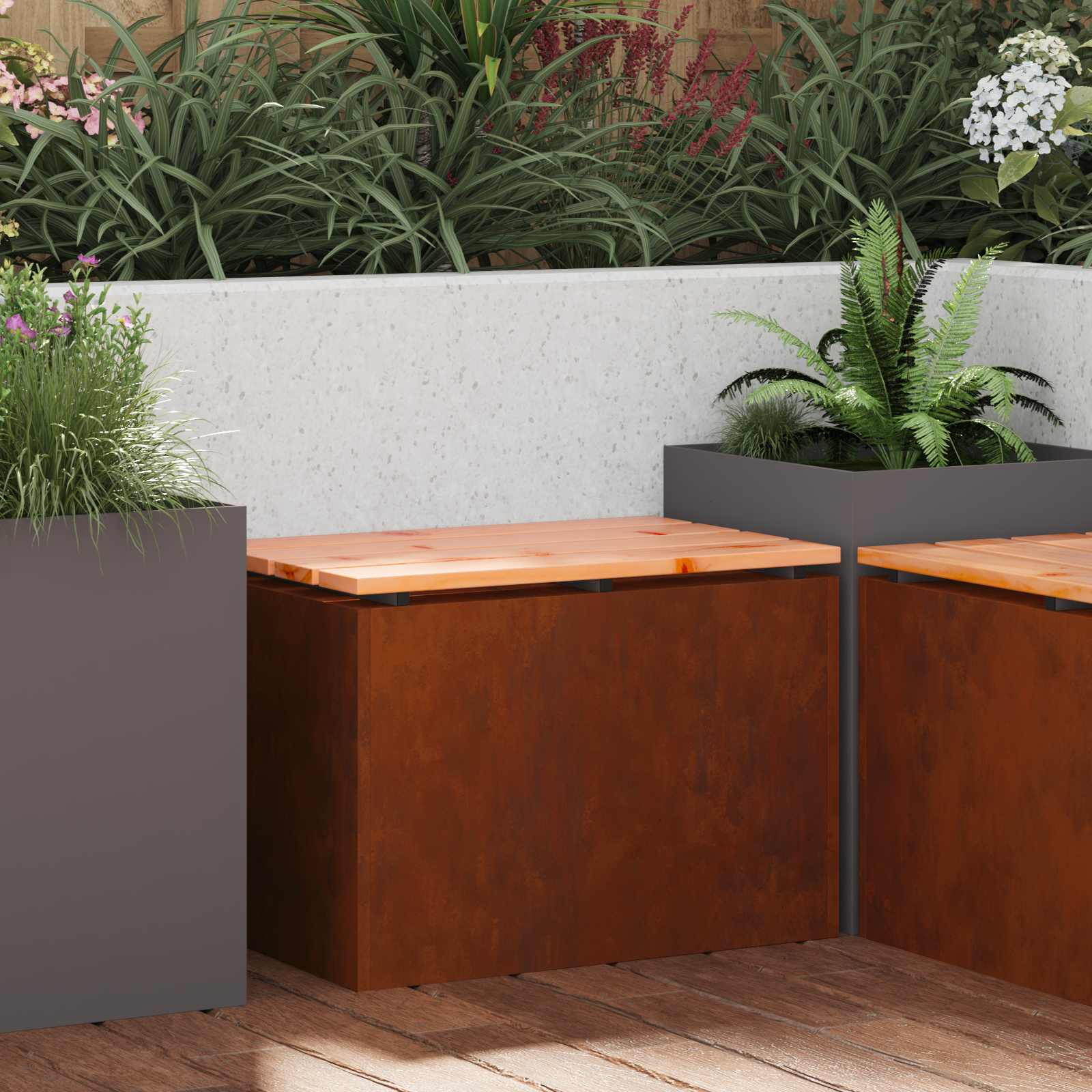vidaXL Gartenbank 1 -Seater 60 x 40 x 43 cm Rostig Rechtwinklig