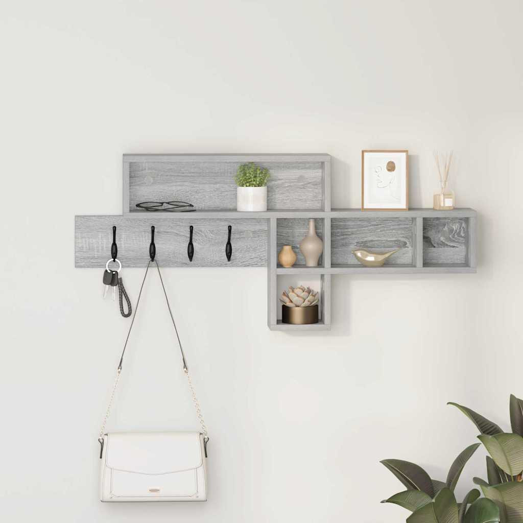 vidaXL Wandmontierter nachttisch Graues Sonoma 100 x 12 x 43,5 cm