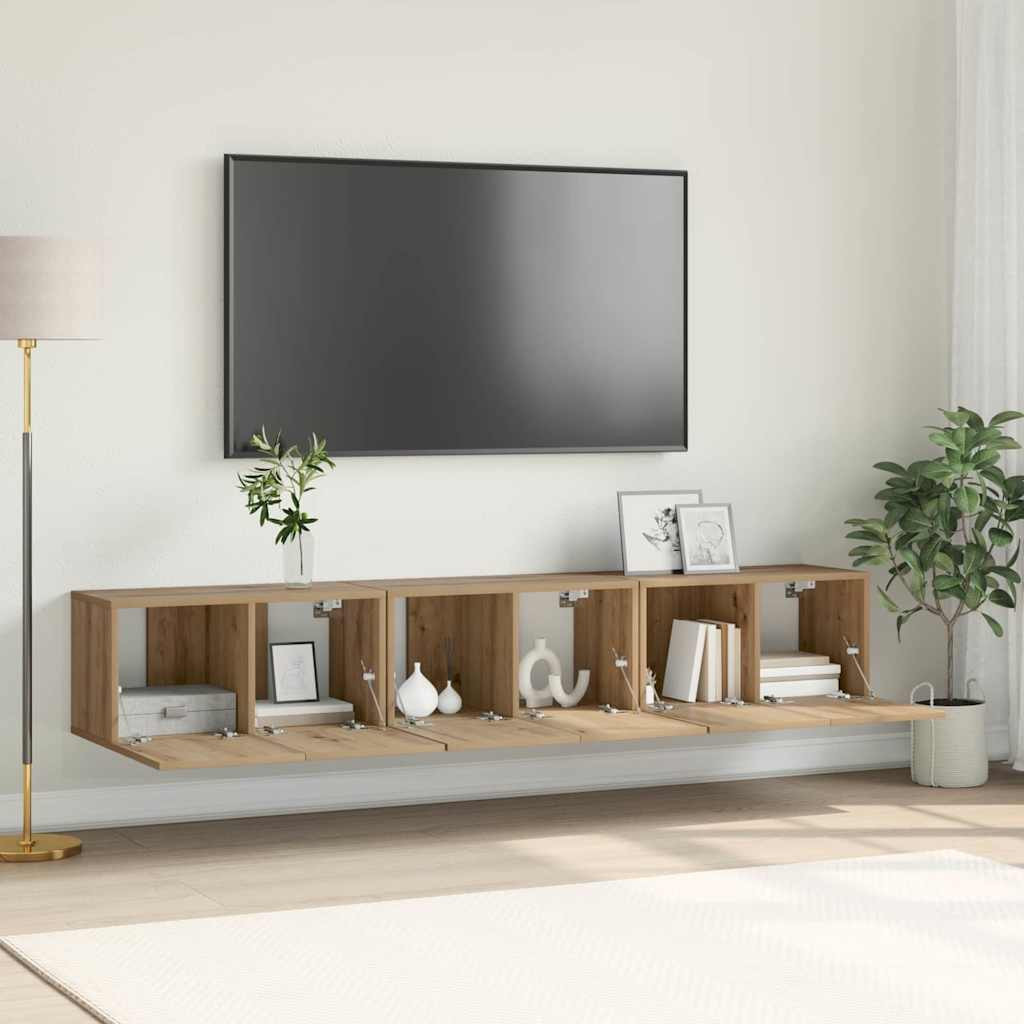 vidaXL TV-Schrankset 3 pcs Braun Holzwerkstoff