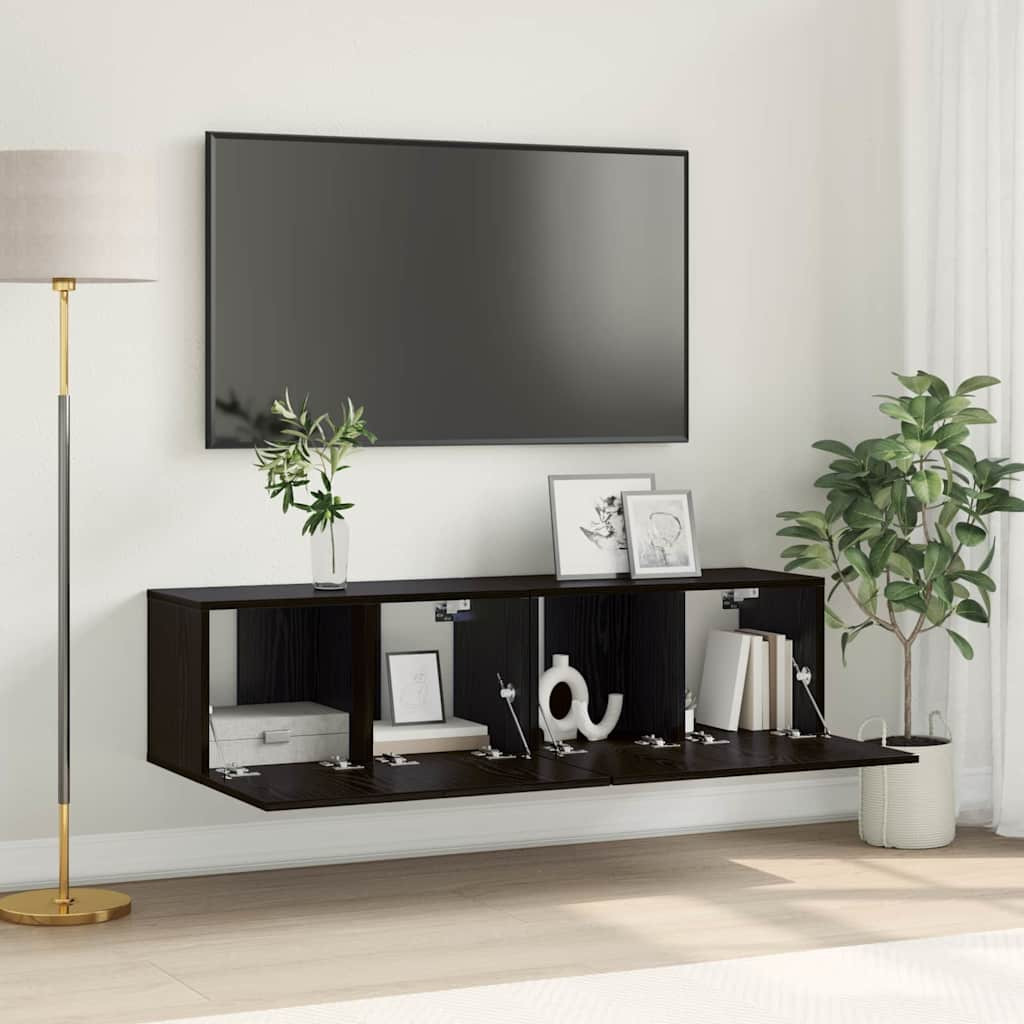 vidaXL TV-Schrankset 2 pcs Schwarz 60 x 30 x 30 cm Holzwerkstoff