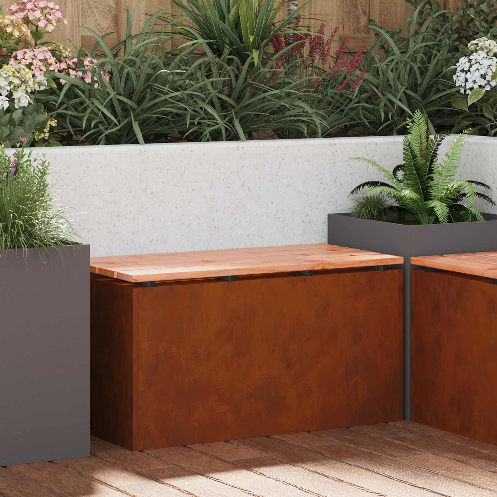 vidaXL Gartenbank 2 -Seater 80 x 40 x 43 cm Rostig Rechtwinklig