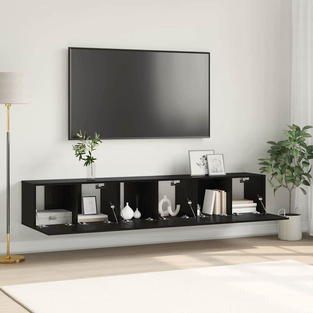 vidaXL TV-Schrankset 3 pcs Schwarz 60 x 30 x 30 cm Holzwerkstoff