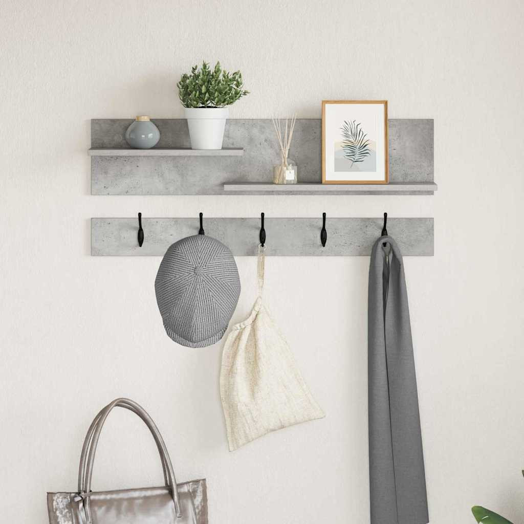 vidaXL Wandmontierter nachttisch mit Regal Beton Grau 90 x 15 x 36 cm