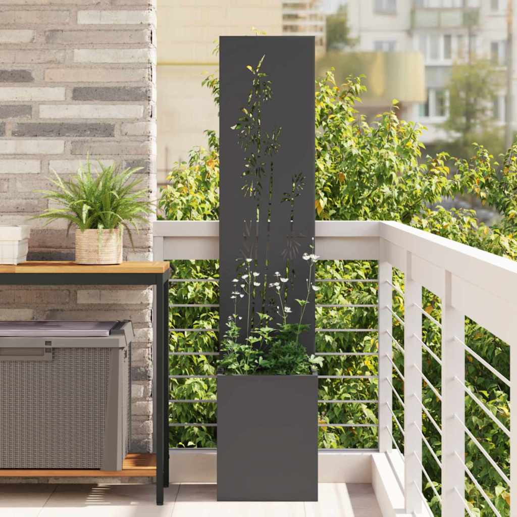 vidaXL Garten Sichtschutz-Leinwand Floral Schwarz 32 x 32 x 150 cm