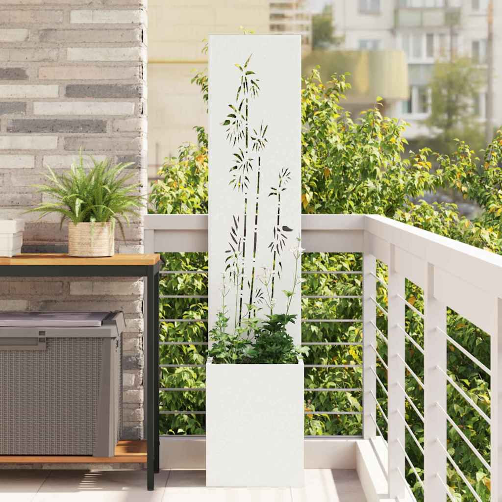 vidaXL Garten Sichtschutz-Leinwand Floral Weiß 32 x 32 x 150 cm