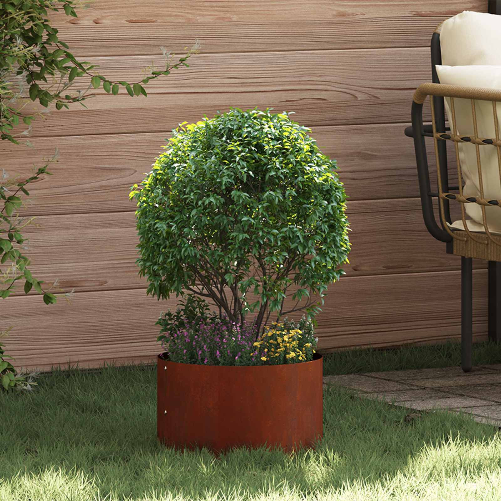 vidaXL Pflanzenring 5 Stk. Rostig 30 x 30 x 20 cm Wetterfeststahl
