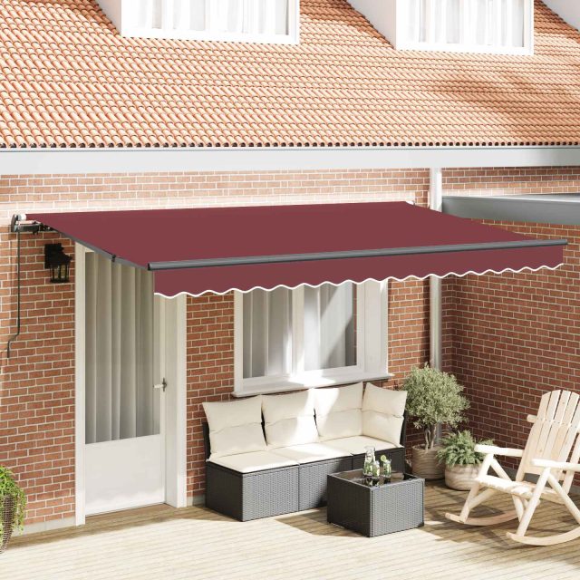 vidaXL Einziehbare Markise Bordeauxrot 350 x 200 cm Stoff