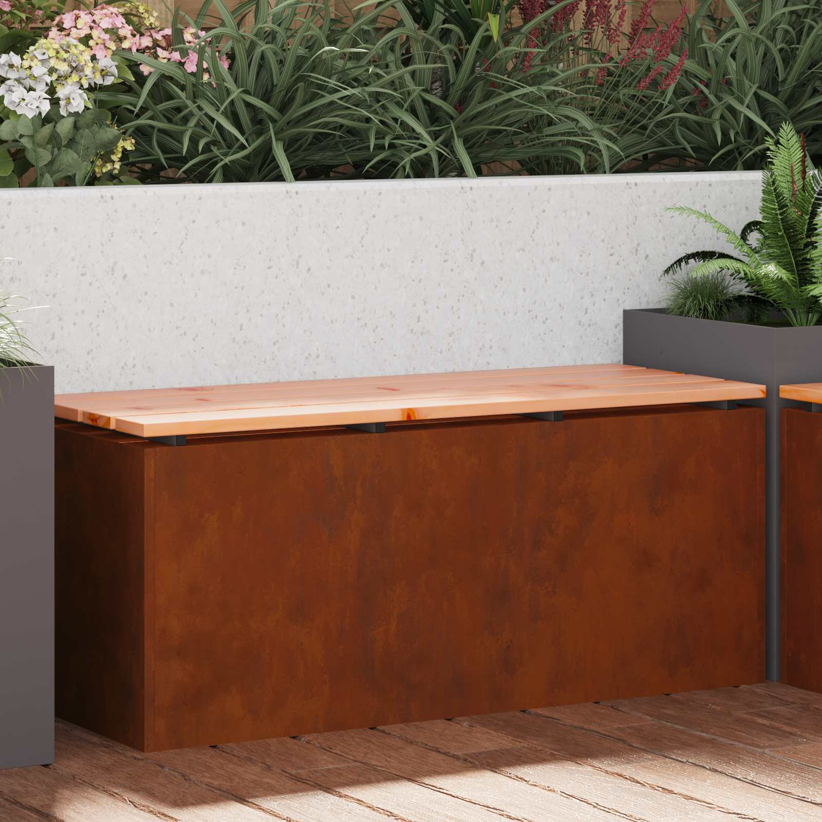 vidaXL Gartenbank 2 -Seater 100 x 40 x 43 cm Rostig Rechtwinklig