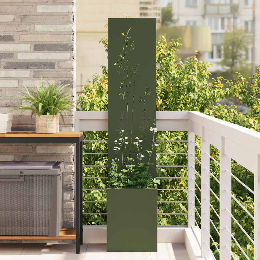 vidaXL Garten Sichtschutz-Leinwand Floral Olivgrün 32 x 32 x 150 cm