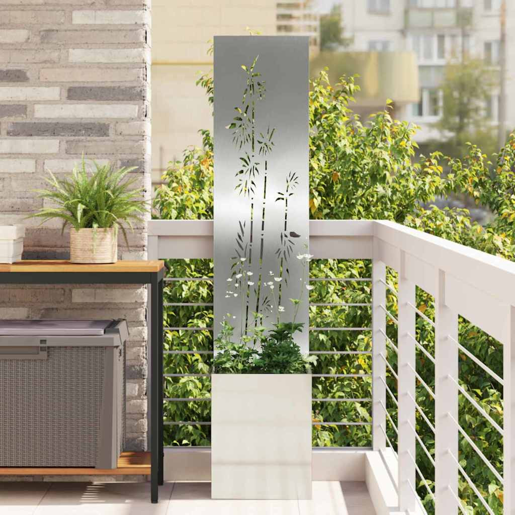 vidaXL Garten Sichtschutz-Leinwand Floral Silber 32 x 32 x 150 cm
