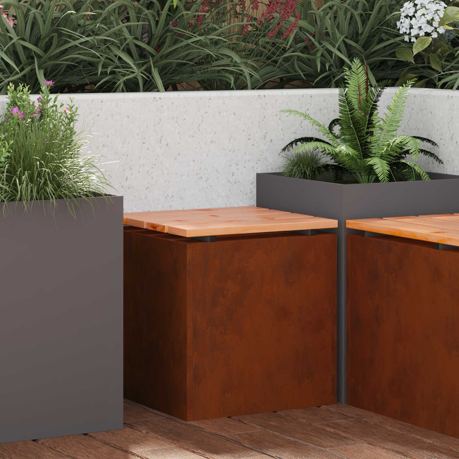 vidaXL Gartenbank 1 -Seater 40 x 40 x 43 cm Rostig Quadratisch