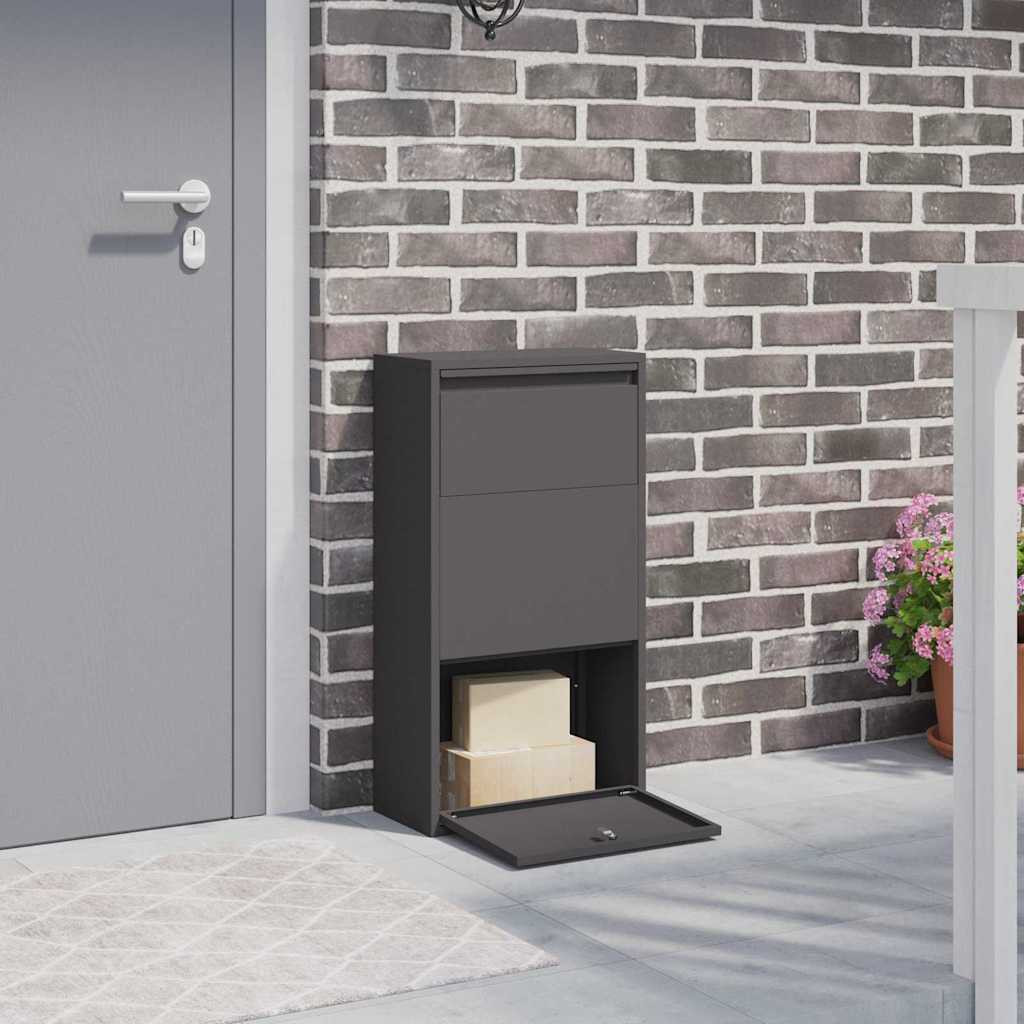 vidaXL Paketdrop-Box mit Speicher Schwarz 44 x 22 x 82 cm Stahl