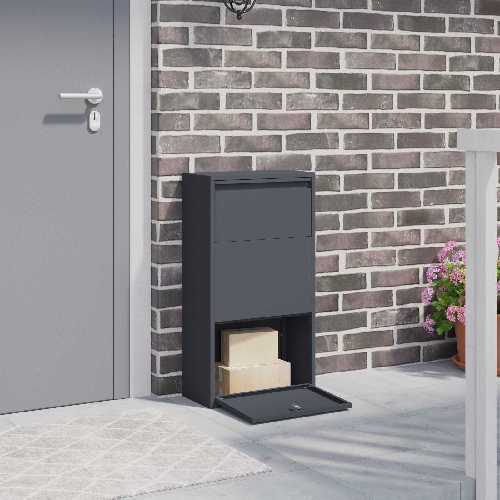 vidaXL Paketdrop-Box mit Speicher Anthrazit 44 x 22 x 82 cm Stahl