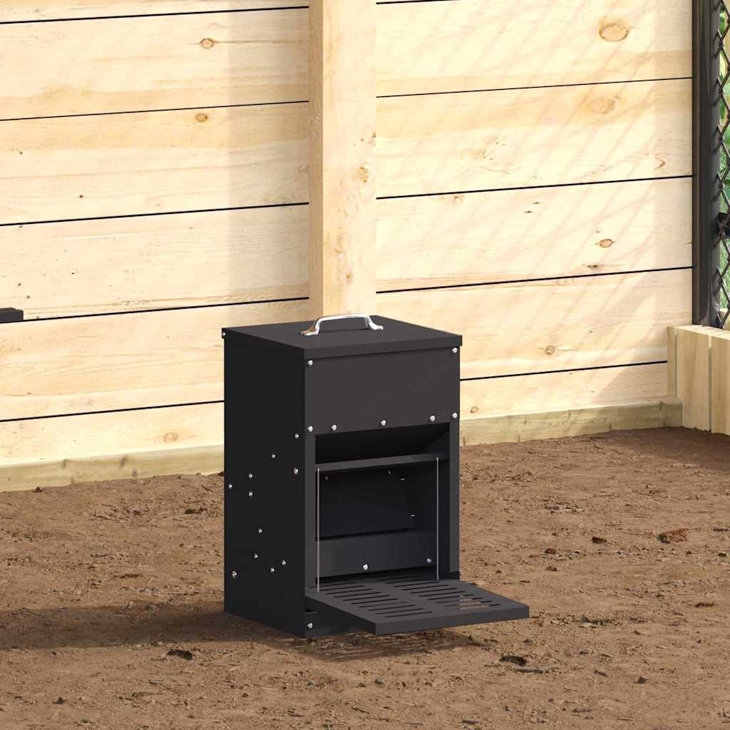 vidaXL Hühnertretfeeder Schwarz 25 x 42 x 40 cm Kaltgewalzter Stahl