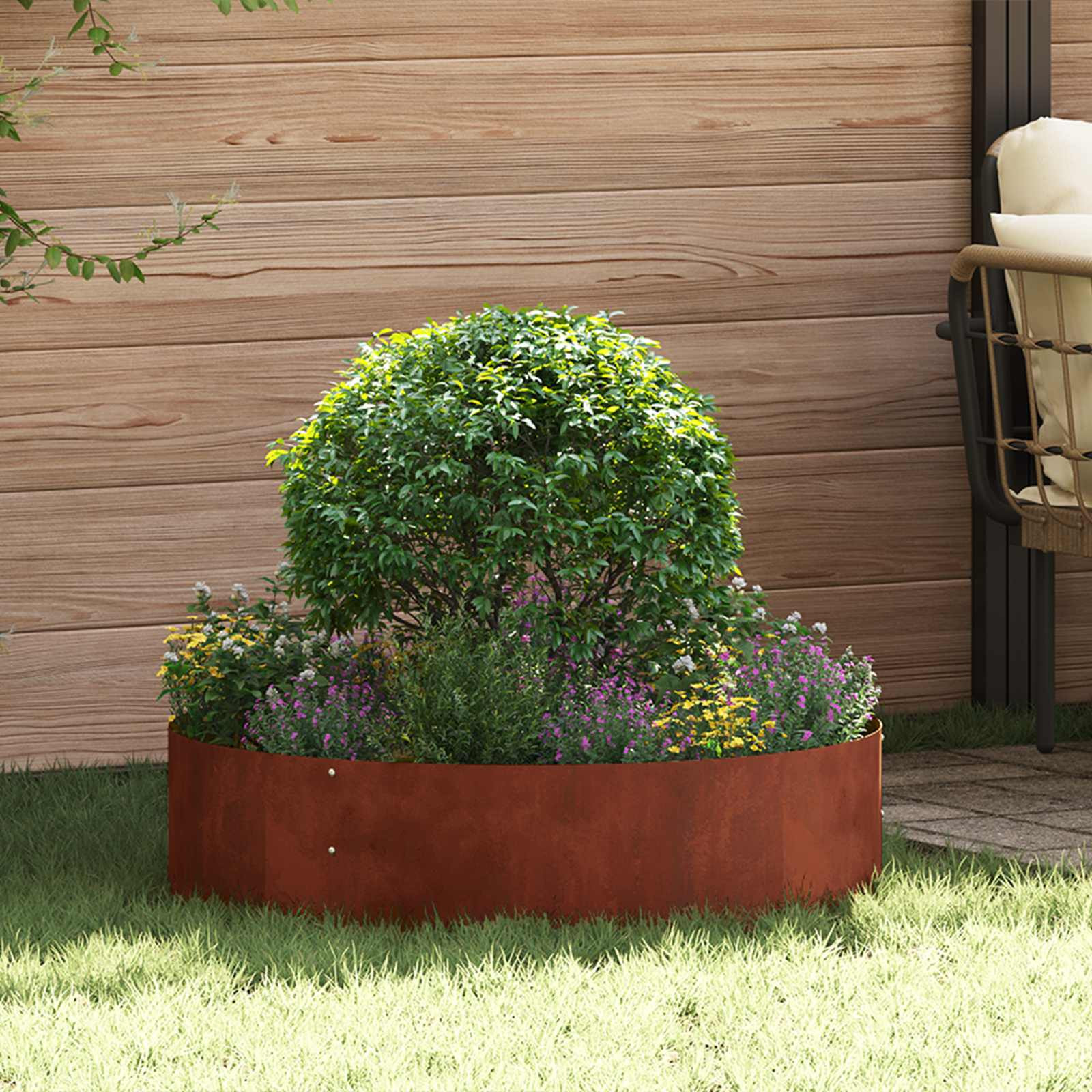 vidaXL Pflanzenring 5 Stk. Rostig 80 x 80 x 20 cm Wetterfeststahl