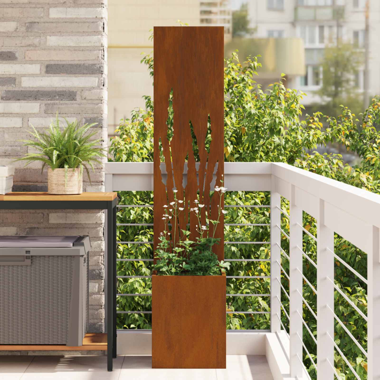 vidaXL Garten Sichtschutz-Leinwand Rostig 32 x 32 x 150 cm