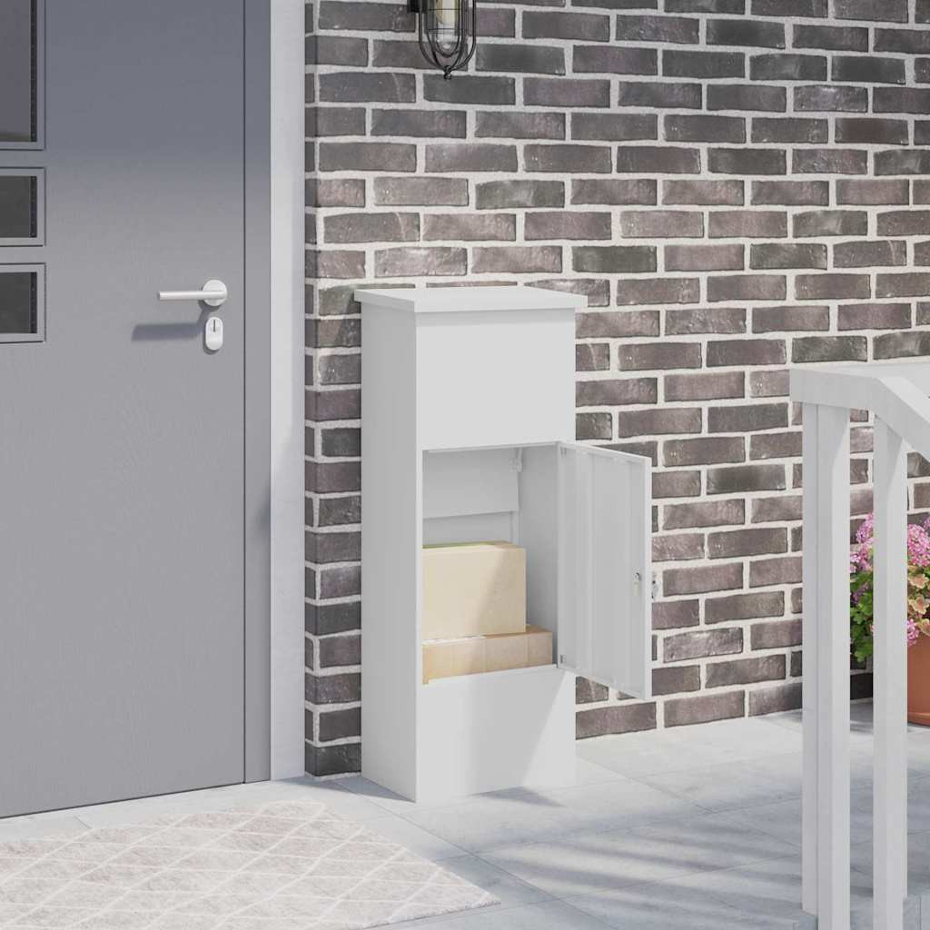 vidaXL Paketdrop-Box mit Speicher Weiß 44,5 x 29 x 110,5 cm Stahl